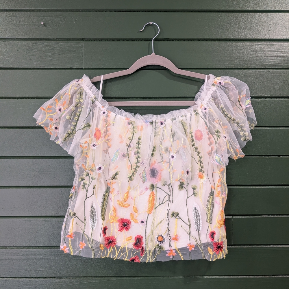 Floral Embroidered Off-Shoulder Top